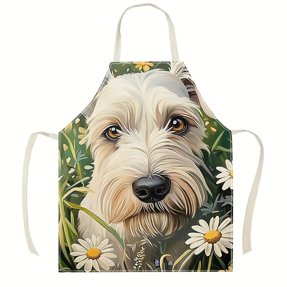 Mom'S Home Cooking - Schattig wit hondenschort, bloemig puppy keukenschort,