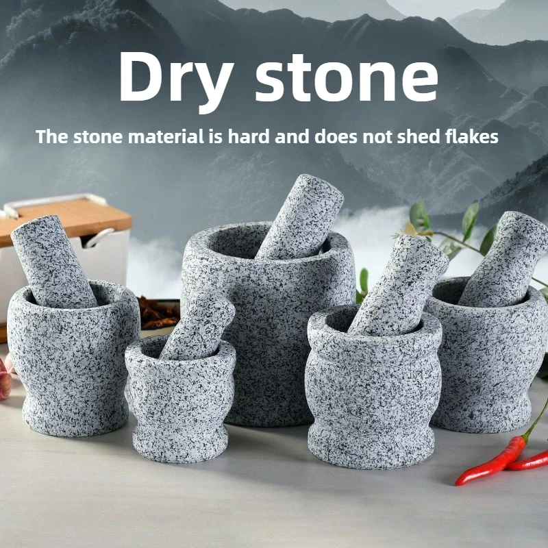 Mortar Pestle Granite - Huishoudelijke commerciële granieten knoflookstamper, ouderwetse stenen