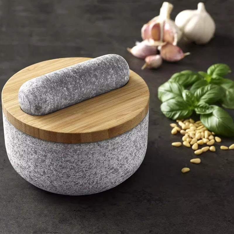 Bamboe hoes voor granieten sta - Mortar Pestle Granite recensie en prijs